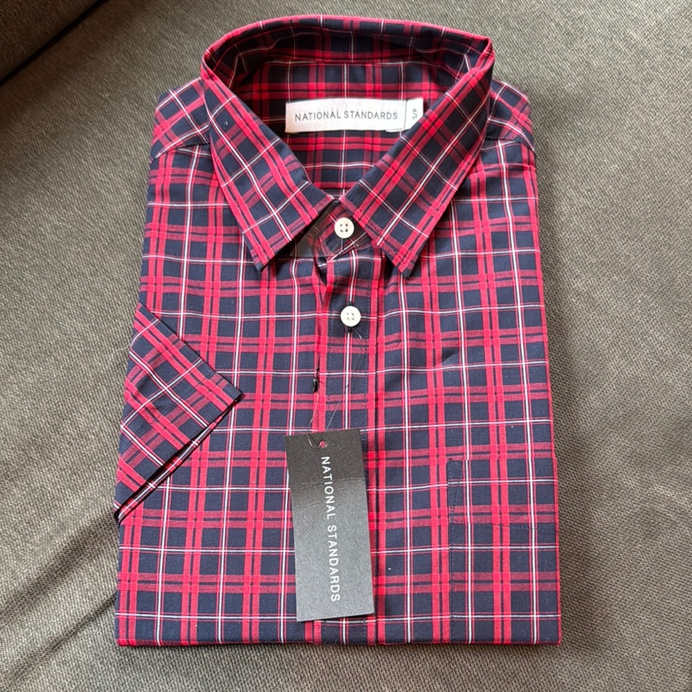 Red and Blue Plaid Casual Button Down Shirt